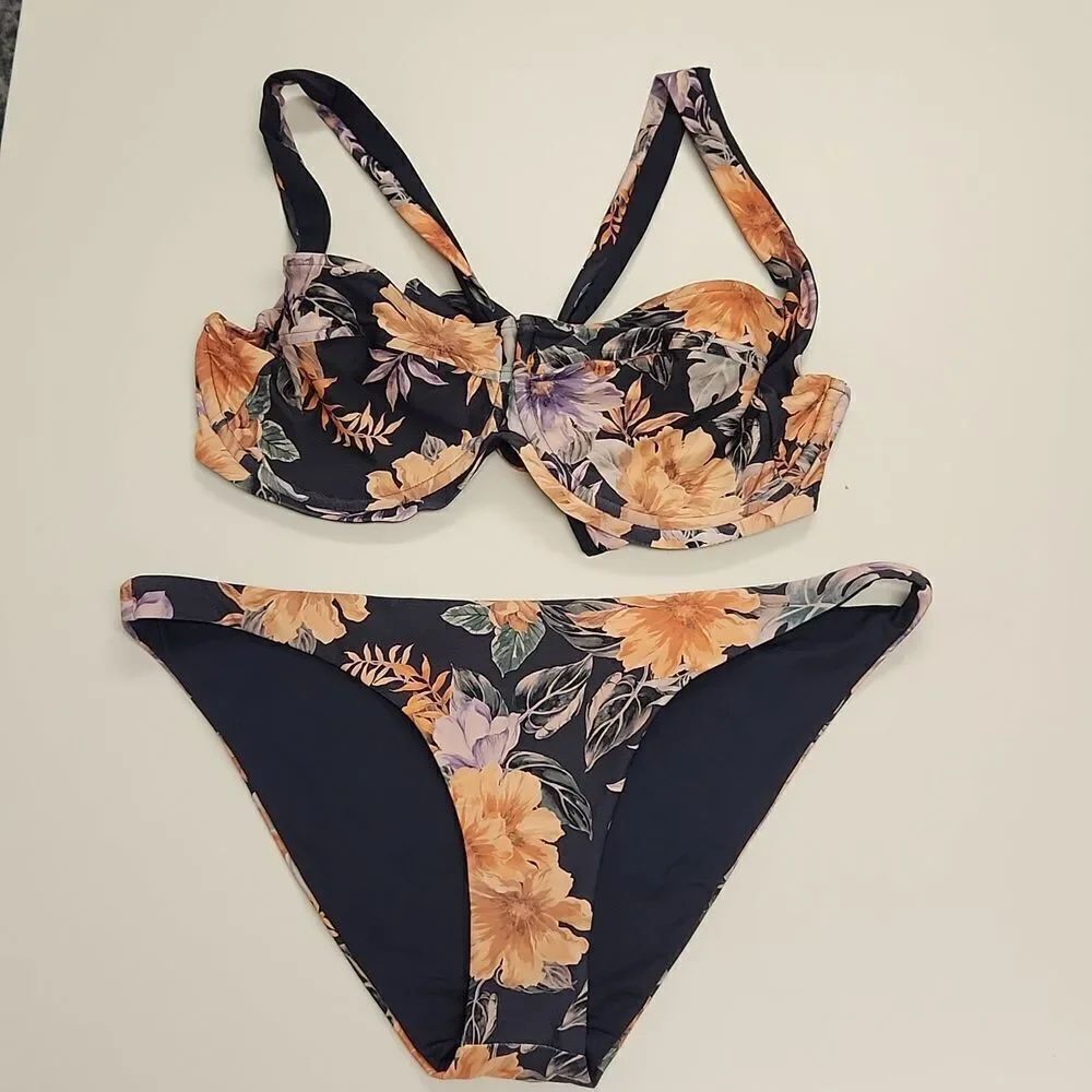 L Space Camellia Bikini Top Bottom Set L NWT